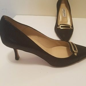 Jimmy Choo Black heels with gold buckle 40